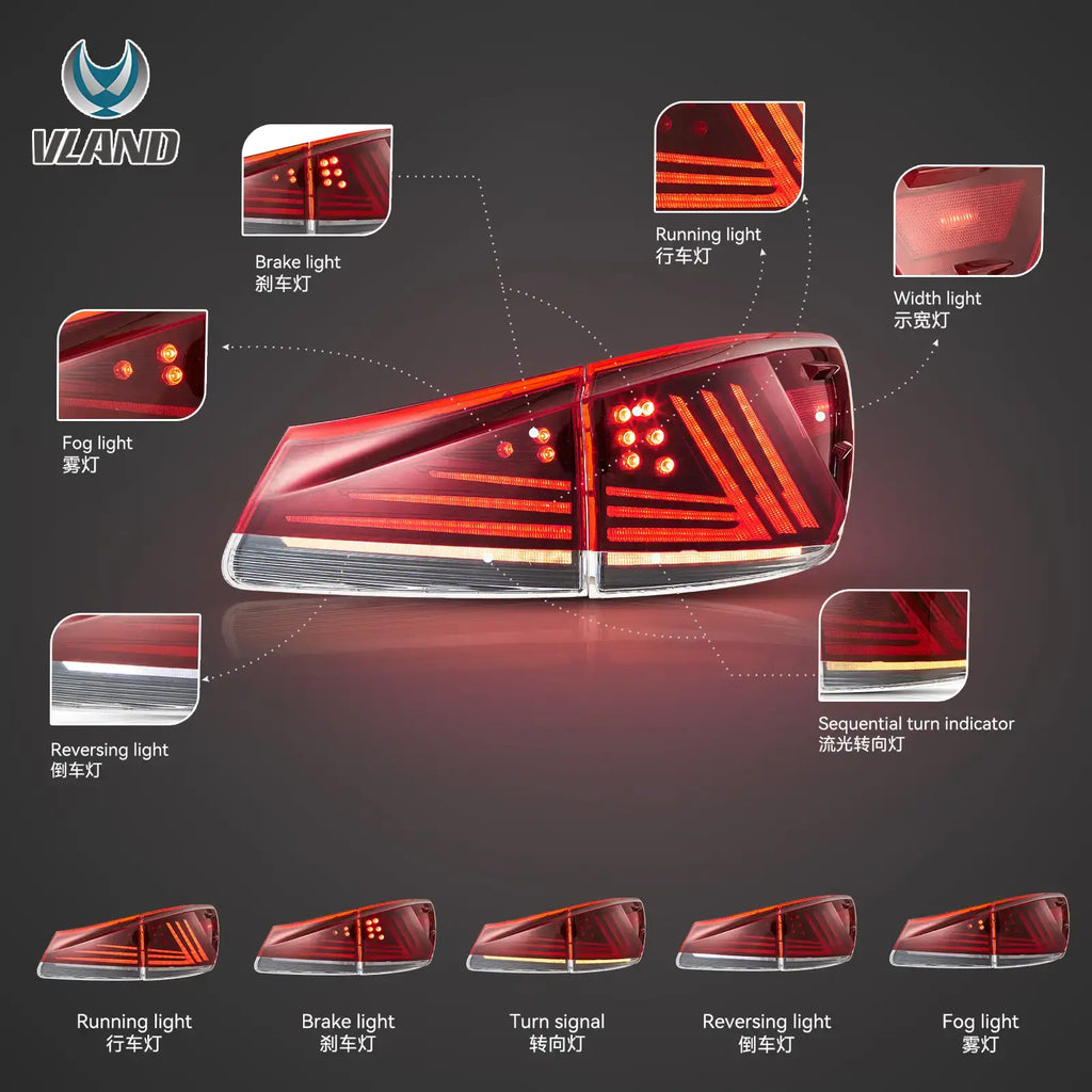 06-13 Lexus IS250 IS350 ISF IS300 220d 200d(XE20) Vland LED Tail Lights Upgraded