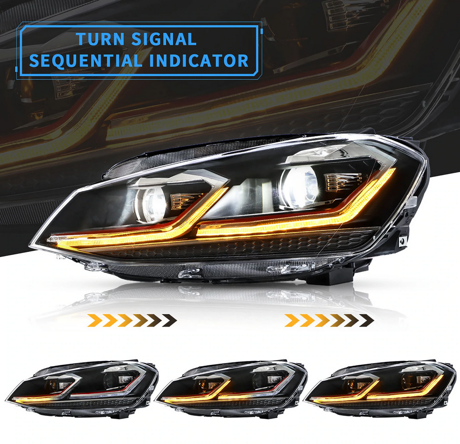 VLAND LED-Scheinwerfer für Volkswagen VW Golf 7 / MK7 2014-2017 (NICHT passend für Golf GTI- und Golf R-Modelle)