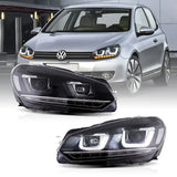 08-14 VW Golf Mk6 Vland Podwójne reflektory projekcyjne z demonicznymi oczami, znak E
