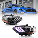 18-up Ford Mustang 6. Generation Vland LED-Dual-Beam-Projektor RGB-Scheinwerfer Schwarz