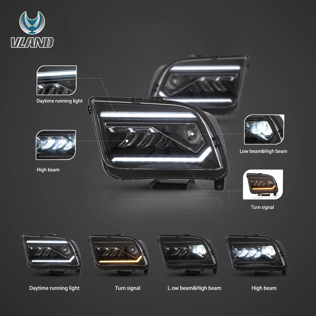 Vland-Headlights-For-05-09-Ford-Mustang-5th-Gen-S-197-I-Pre-Facelift-YAA-LMT-0358-3