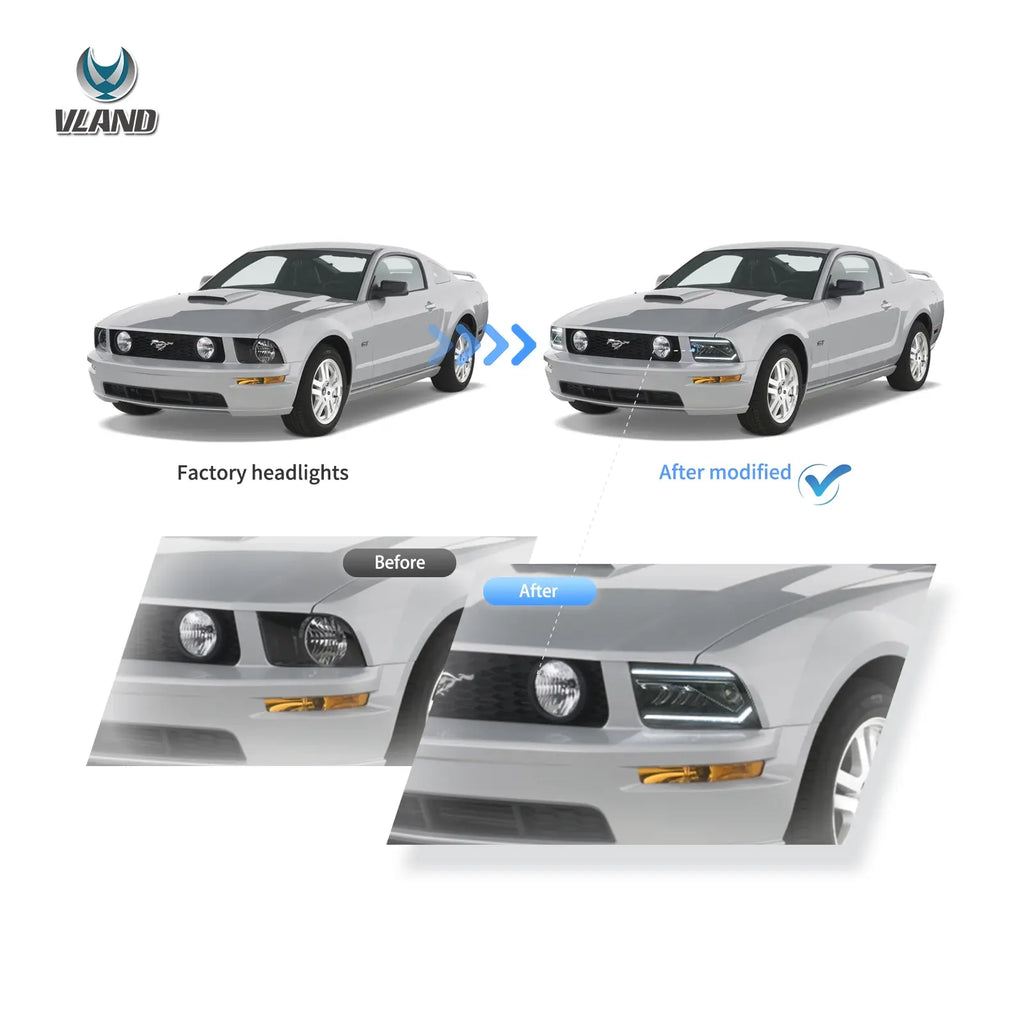 Vland-Headlights-For-05-09-Ford-Mustang-5th-Gen-S-197-I-Pre-Facelift-YAA-LMT-0358-5