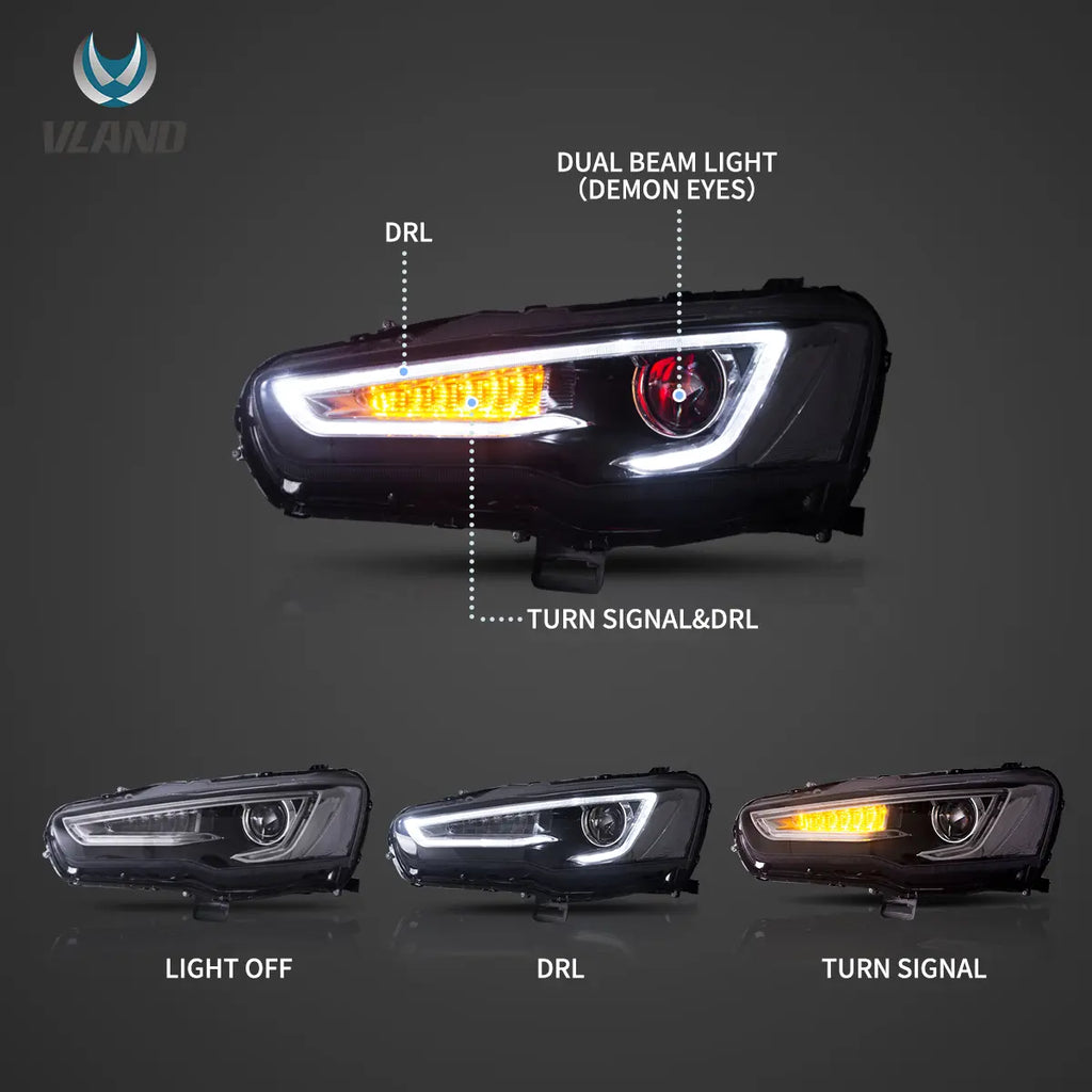 Vland-Headlights-For-08-17-Mitsubishi-Lancer-Evo-X-GSR-YAA-YS-0162C-B-2