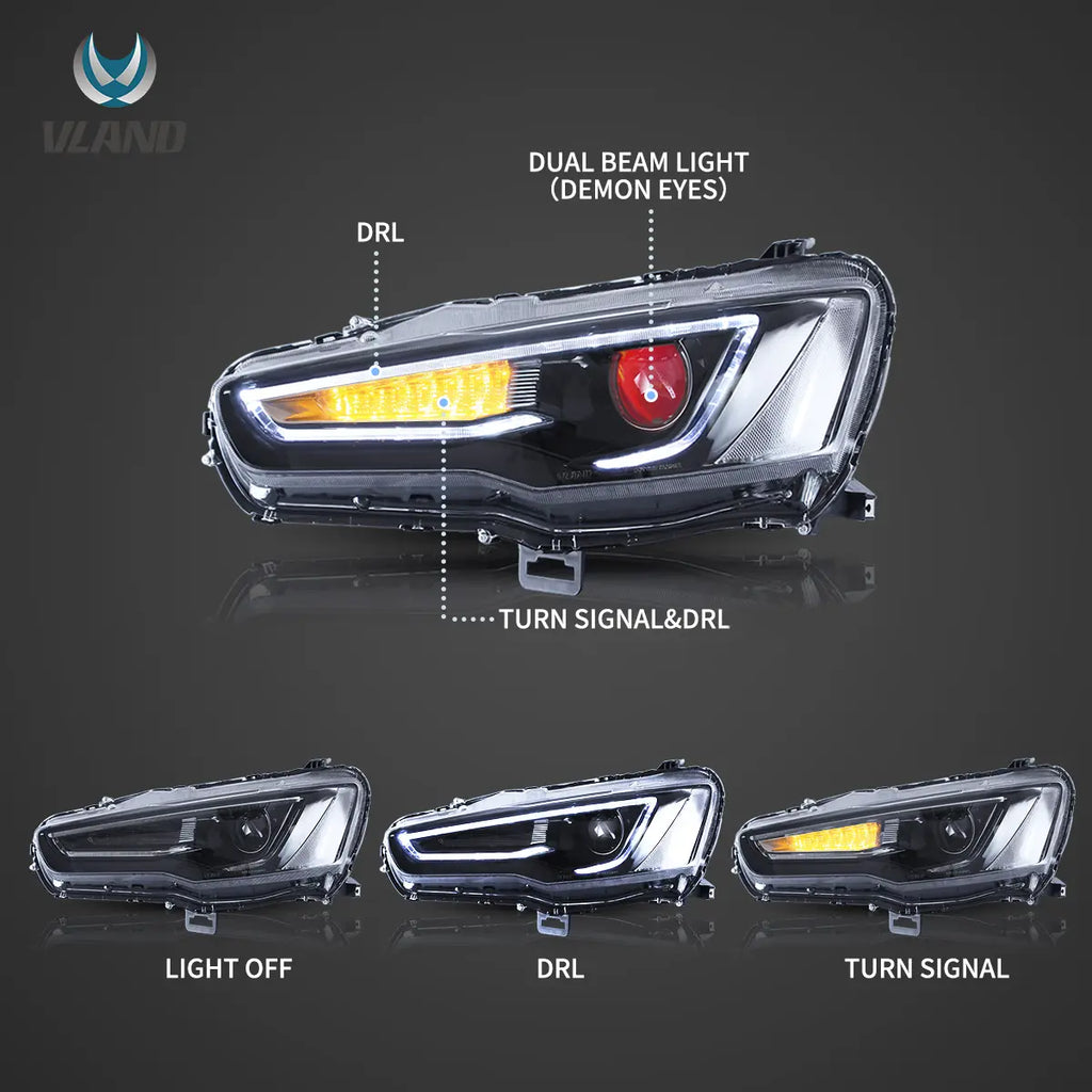 Vland-Headlights-For-08-17-Mitsubishi-Lancer-Evo-X-YAA-YS-0162C-3