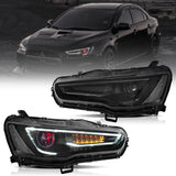 08-17 Mitsubishi Lancer / Evo X Vland Dual Beam Projector Headlights with Demon Eyes Black