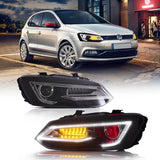 09-17 VW Polo MK5 Vland Dual Beam Projector Aftermarket Headlights With Demon Eyes Black E-mark