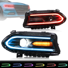 Cargar imagen en el visor de la galería, Vland-Headlights-For-15-23-Dodge-Charger-RGB-Style-YAA-XCHR-2033-2P41A-7C_1