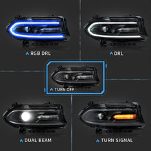 Cargar imagen en el visor de la galería, Vland-Headlights-For-15-23-Dodge-Charger-RGB-Style-YAA-XCHR-2033-2P41A-7C_2