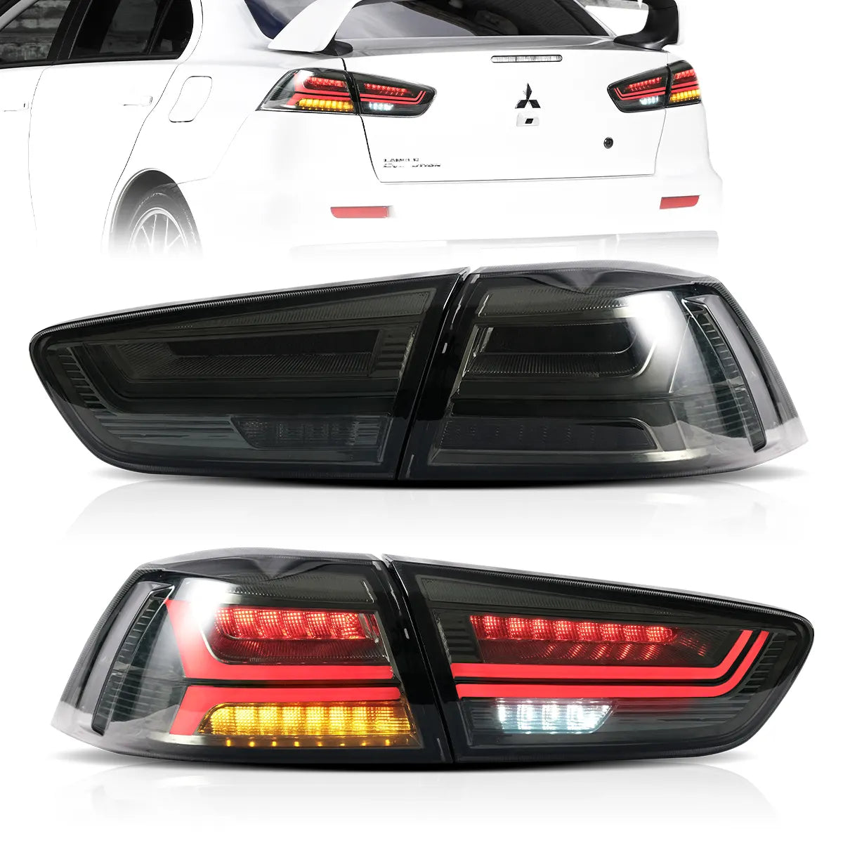 08 17 Mitsubishi Lancer EVO X Vland LED Tail Lights With Sequential Turn Signal
