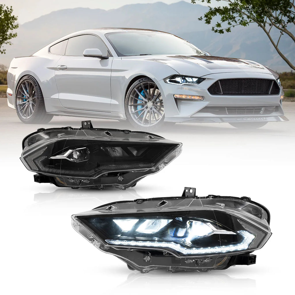 18-22 Ford Mustang 6. generacji Facelifted Vland (II) LED Podwójne reflektory projekcyjne czarne
