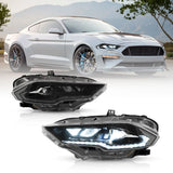 18-22 Ford Mustang 6. generacji Facelifted Vland (II) LED Podwójne reflektory projekcyjne czarne