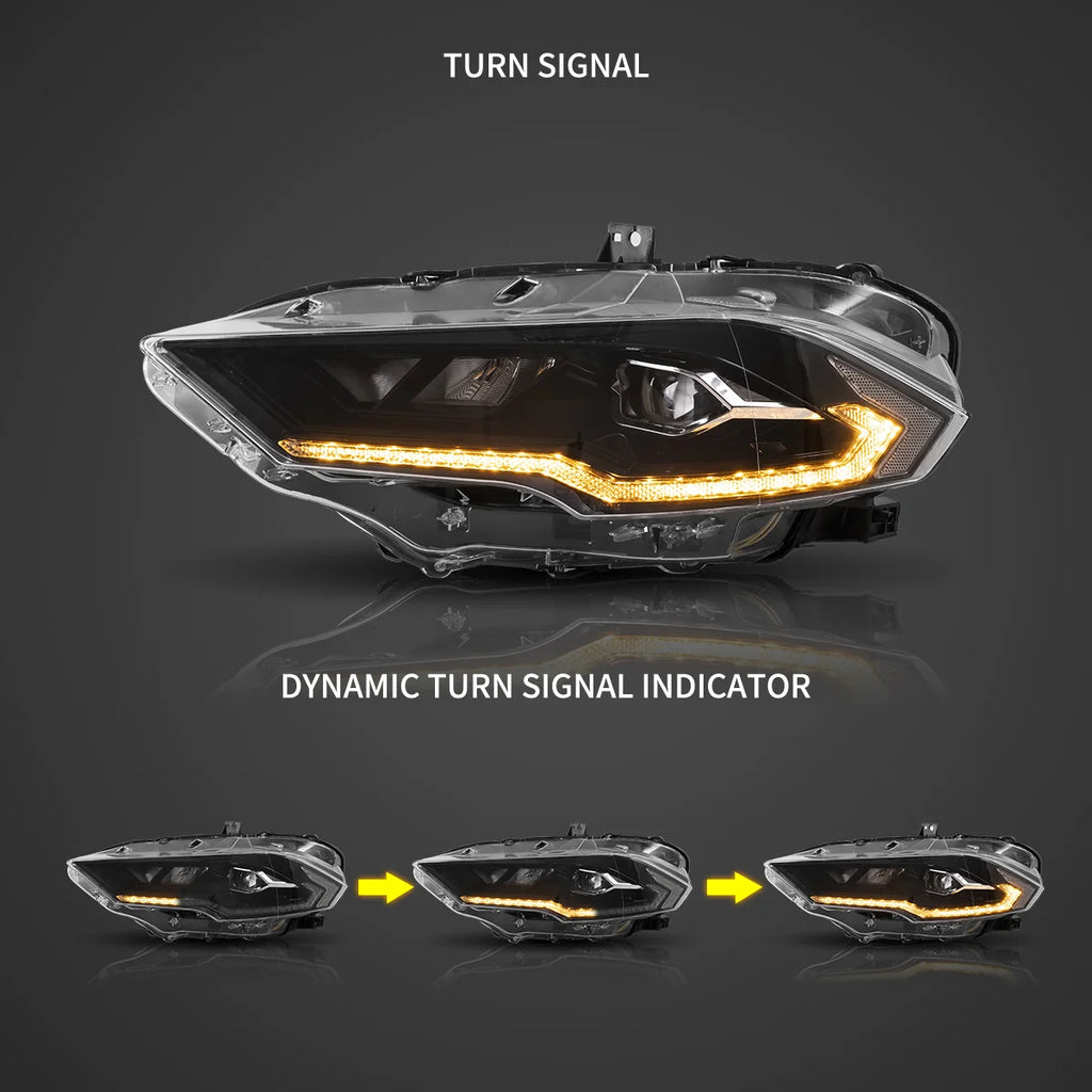 18-22 Ford Mustang 6. generacji Facelifted Vland (II) LED Podwójne reflektory projekcyjne czarne