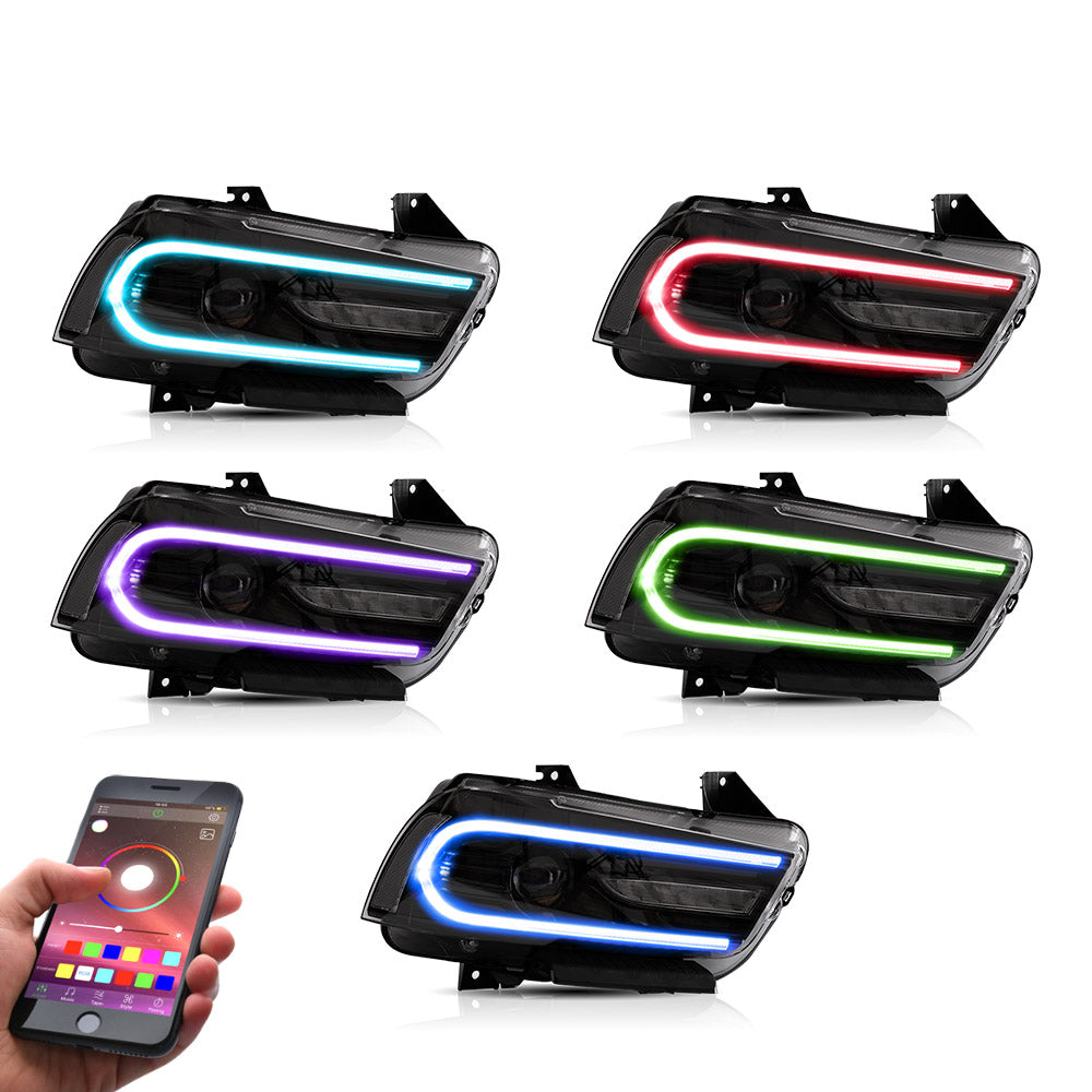 Vland Carlamp Led Headlights Compatible with Dodge Charger 2011-2014 (RHD and LHD Versions)