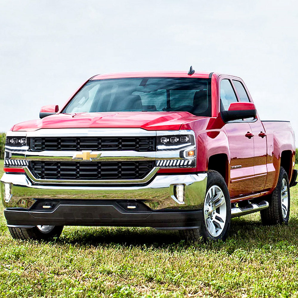 Vland Carlamp Full LED Projector Headlights For Chevrolet Silverado 1500 2016-2018 With LED lens dual beam