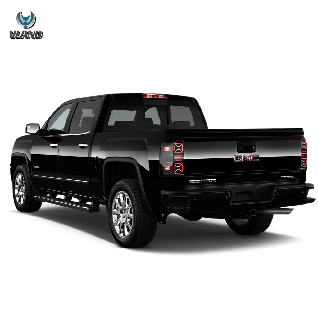 07-13 Chevrolet Silverado 1500 2500HD 3500HD & 07-14 GMC Sierra (Denali) 3500HD Dually Vland LED III Tail Lights With Red Turn Signal Clear