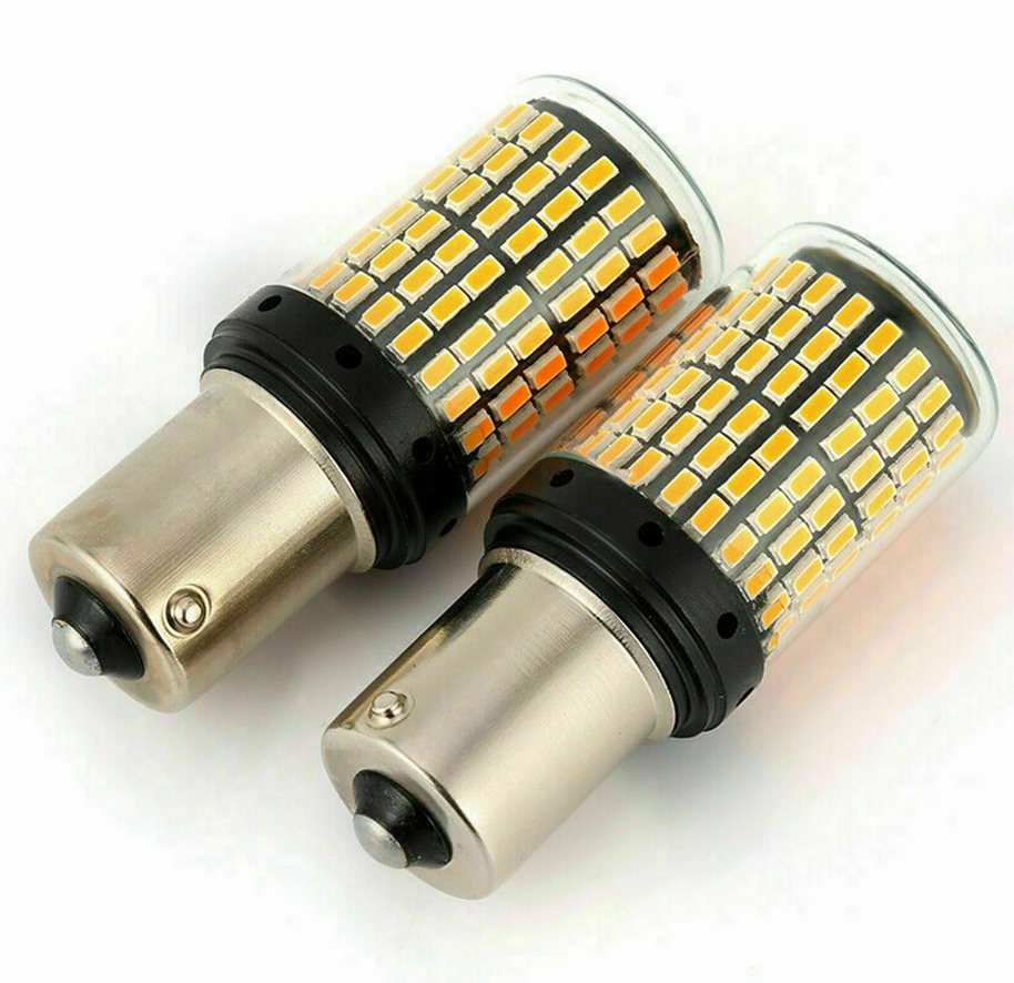 Vland Carlamp 1156 LED Turn Signal Light Bulb Amber P21W 2800LM 144SMD (Pack of 2)