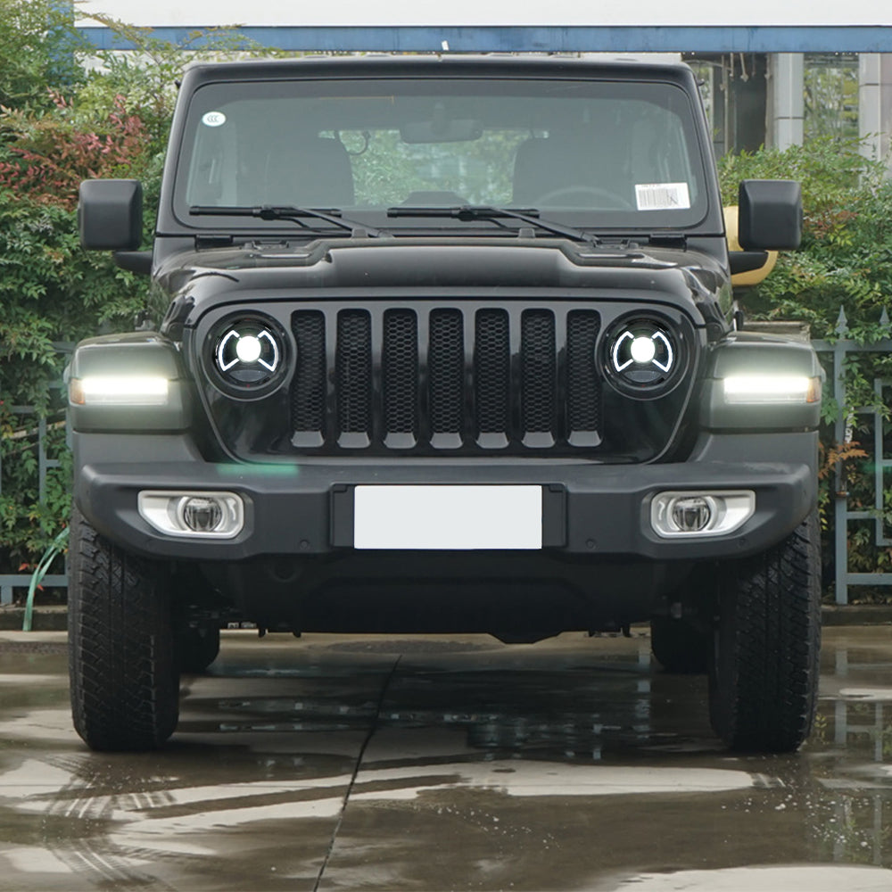 Vland Jeep Wrangler 2018-UP Full LED Dual Beam Projector Headlights With Blue DRL