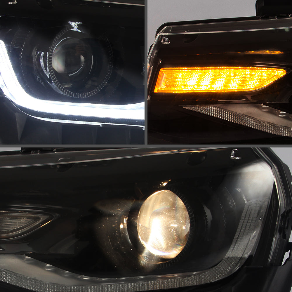 Reflektory Vland Carlamp do Chevroleta Camaro 2014-2015 z kierunkowskazami sekwencyjnymi (żarówki NIE są dołączone)