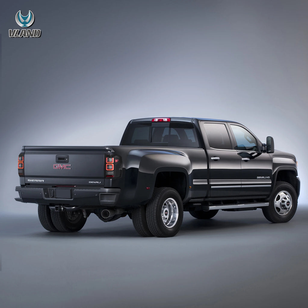 14-18 GMC Sierra 1500 2500HD 3500HD Vland II LED Tail Lights With Dynamic Welcome Lighting Clear