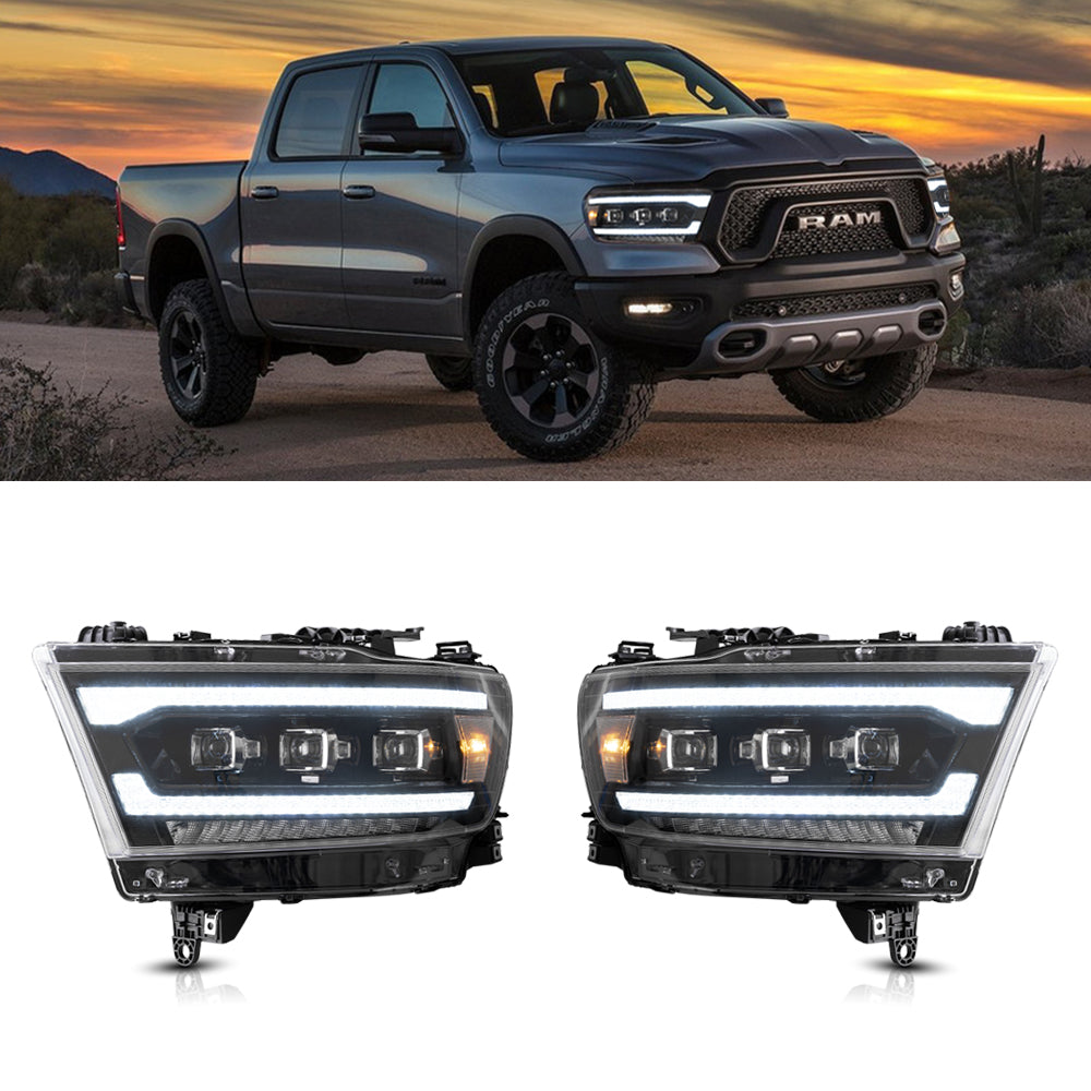 2019-2021 Dodge RAM 1500 LED Projector Headlights Assembly  Matrix Projector