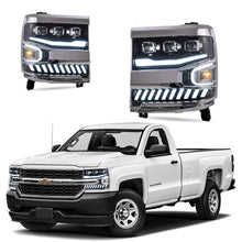 Load image into Gallery viewer, Vland Carlamp Full LED Projector Headlights For Chevrolet Silverado 1500 2016-2018 With LED lens dual beam