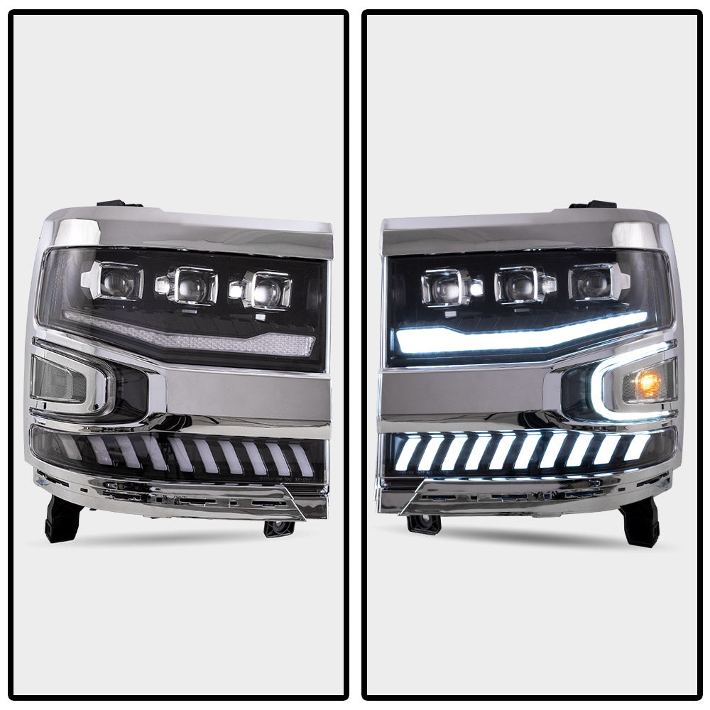 Vland Carlamp Full LED Projector Headlights For Chevrolet Silverado 1500 2016-2018 With LED lens dual beam