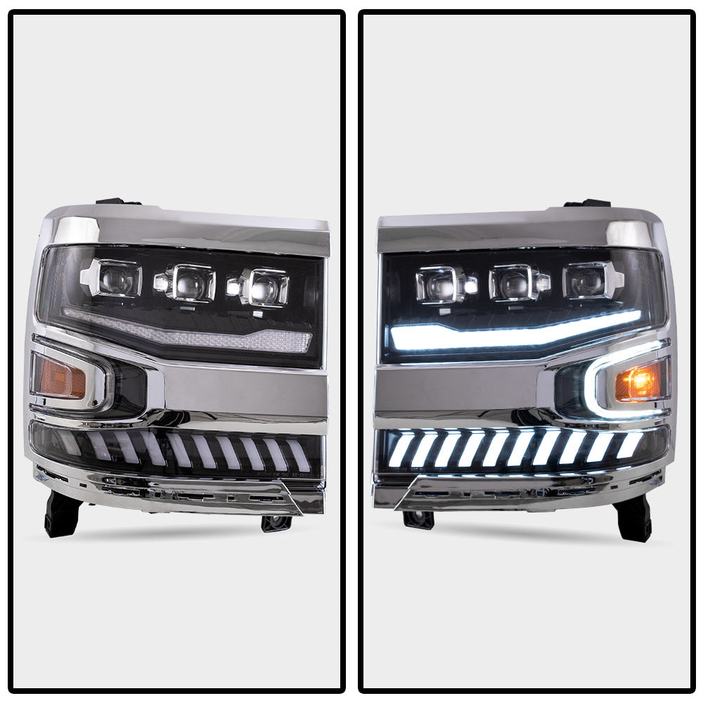 Vland Carlamp Full LED Projector Headlights For Chevrolet Silverado 1500 2016-2018 With LED lens dual beam