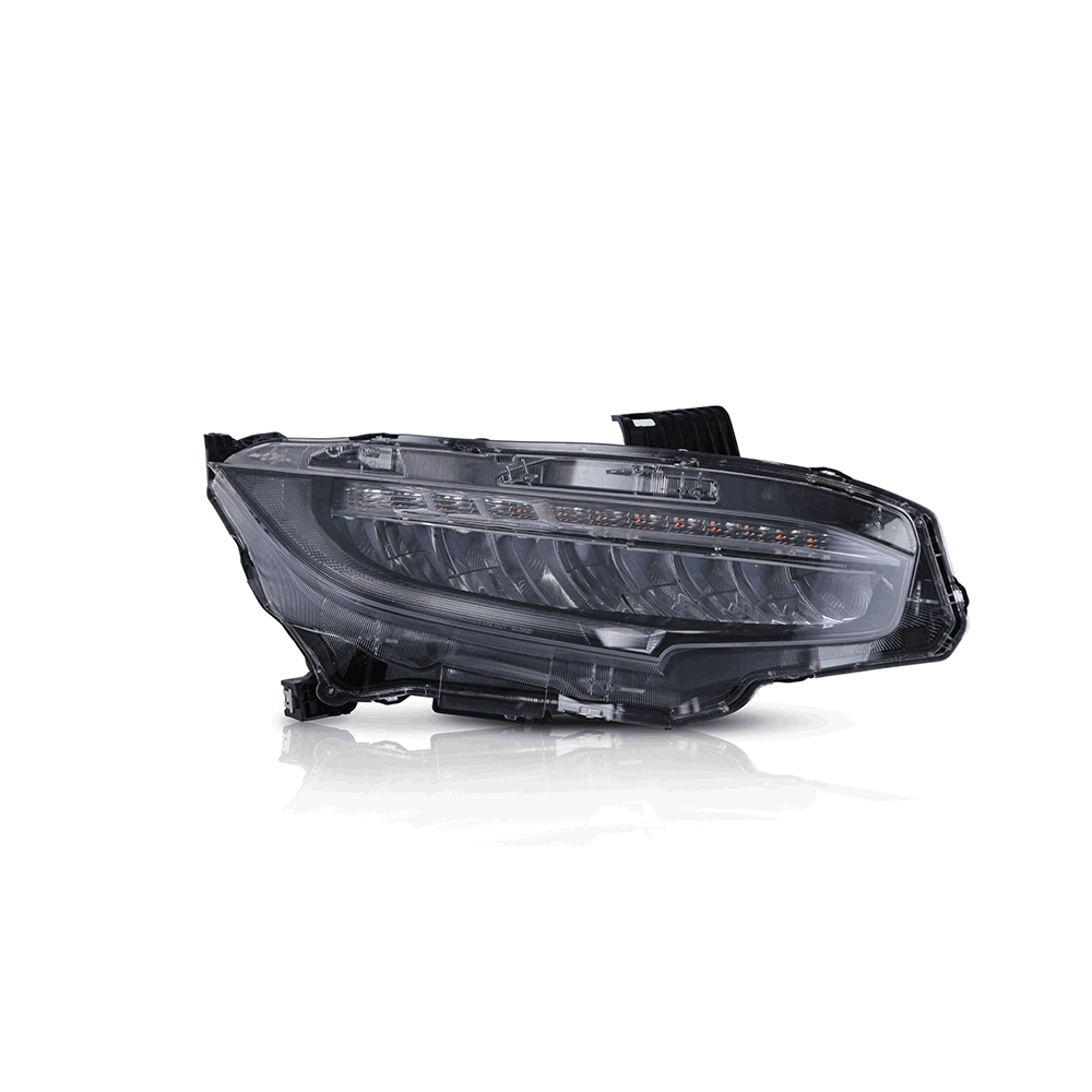 Headlight Assemblies Compatible with 16 17 18 2019 Civic Headlamps Black Housing Clear Lens