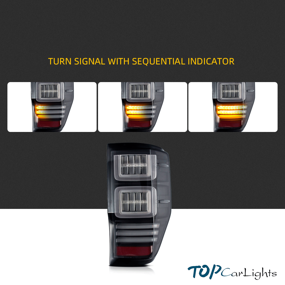 12-22 Ford Ranger(T6/P375) Vland LED Tail Lights With Sequential Turn Signal (Not Fit For US Models)