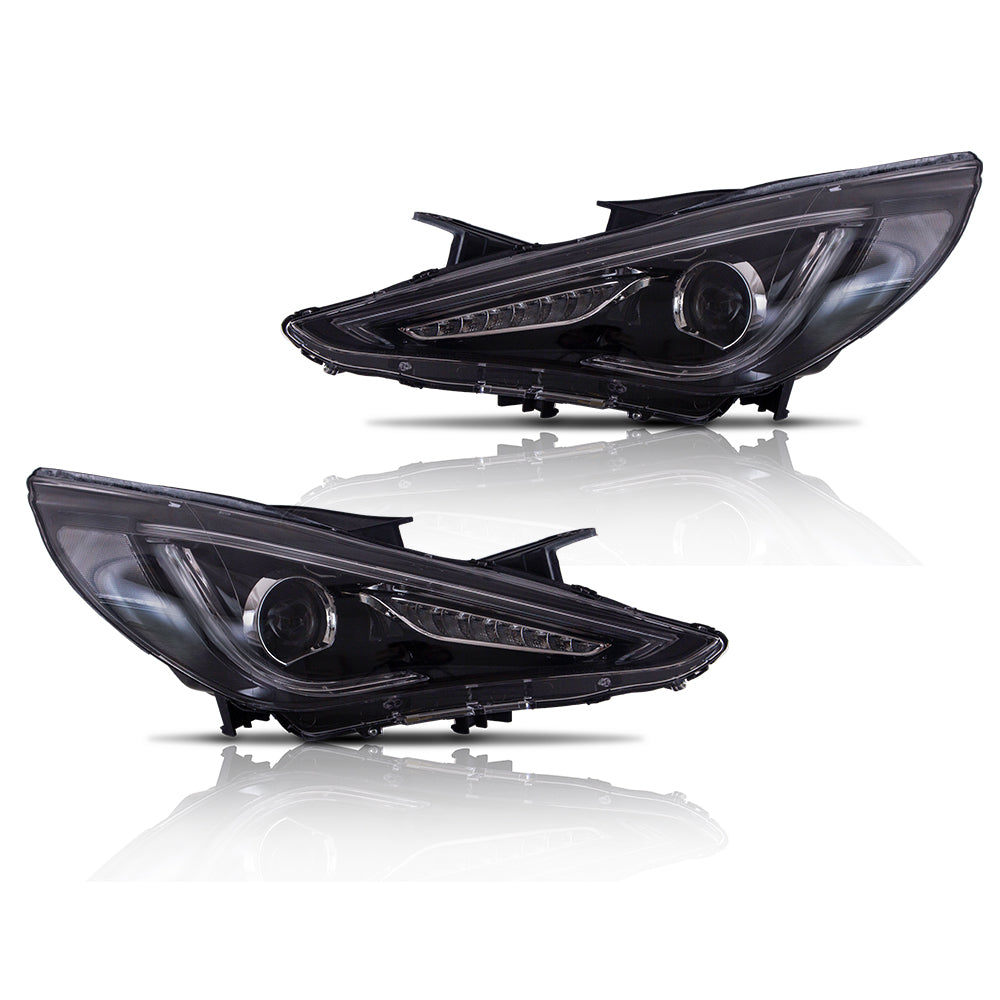 Vland Carlamp Dual Beam Sequential Headlights For Hyundai Sonata 2011-2014  Q5 (Bulbs Not Included)
