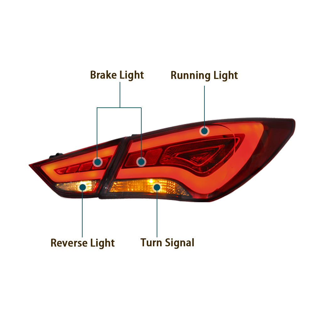 Vland Carlamp Full LED Tail Lights For Hyundai Sonata 6th Gen Sedan 2011-2014 ABS, PMMA, GLASS Material