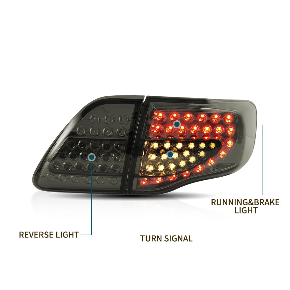 Vland Carlamp Tail Lights For Toyota Corolla 2008-2011 ABS, PMMA, GLASS Material(Fit for American Models)