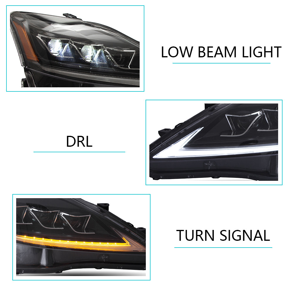 2006-2014 Lexus IS250 IS350 IS F VLAND Headlights + LED Tail Lights Set Kits