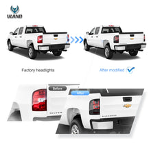 Carica l'immagine nel visualizzatore di Gallery, 07-13 Chevrolet Silverado 1500 2500HD 3500HD 07-14 Sierra (Denali) 3500HD Dually Vland LED II Tail Lights With Red Turn Signal Clear