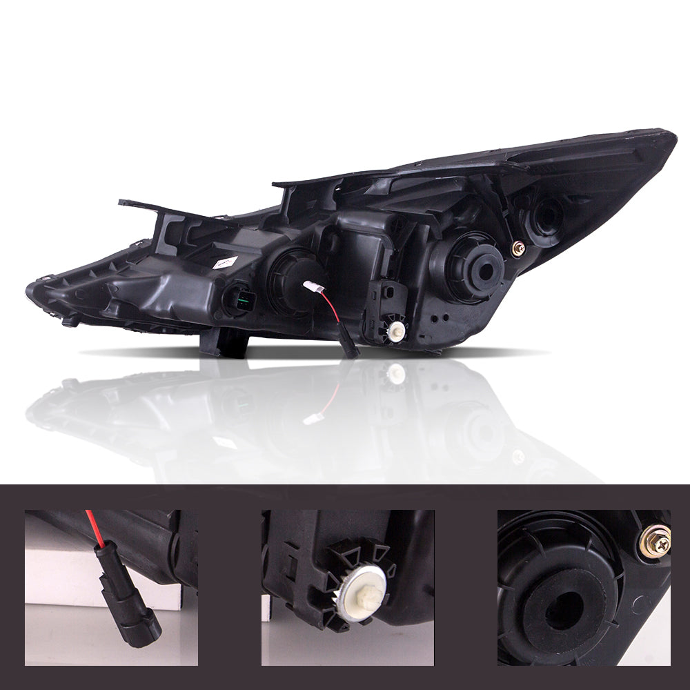 Vland Carlamp  Dual Beam Headlights For Hyundai 2011-2014 Sonata Sequential Demon Eye (Bulbs Not Included)