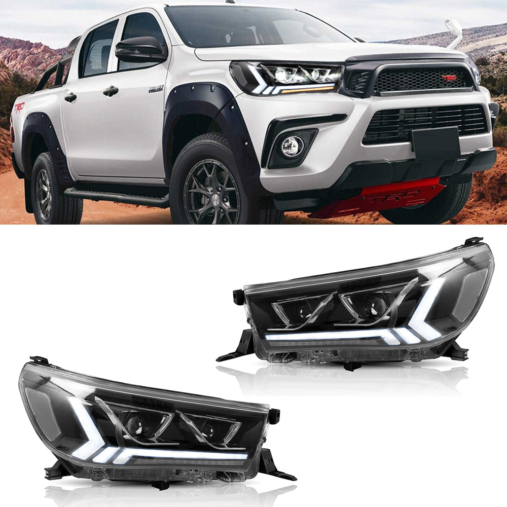 Toyota Hilux Vigo Revo LED Headlights 2015-2019 ABS, PMMA, GLASS Material