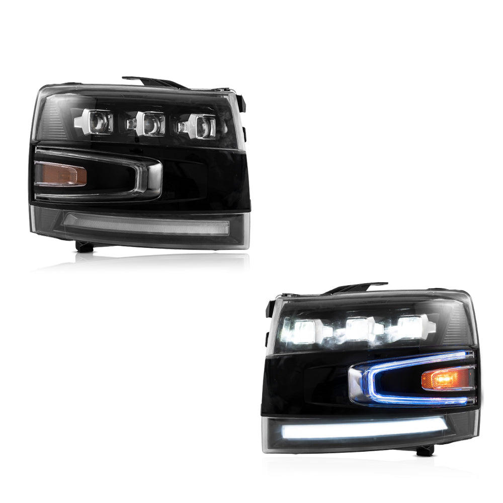 VLAND Projektor-LED-Scheinwerfer passend für 2007–2014 Silverado 1500 2500 HD 3500 HD