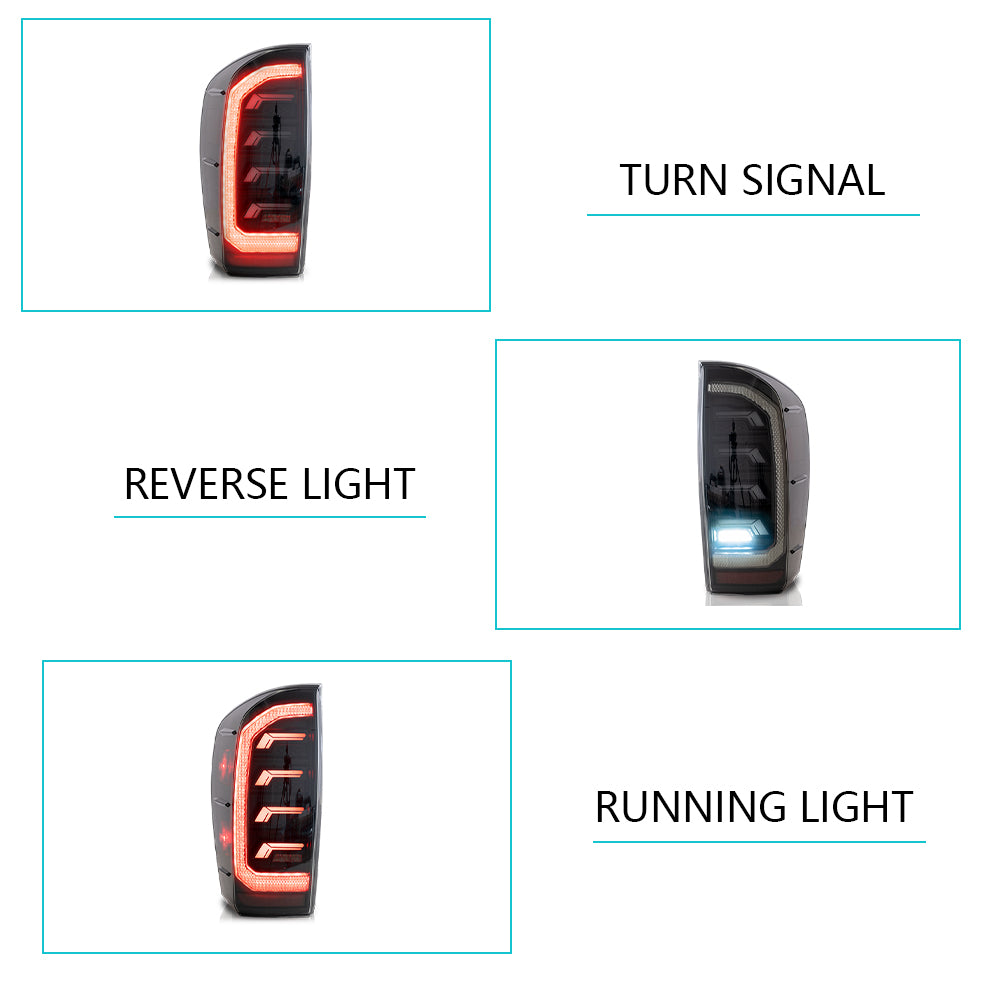 Vland Carlamp LED Smoked Taillights For 2016-2022 Toyota Tacoma TRD Off Road, SR5, SR, TRD Pro, TRD Sport, Limited