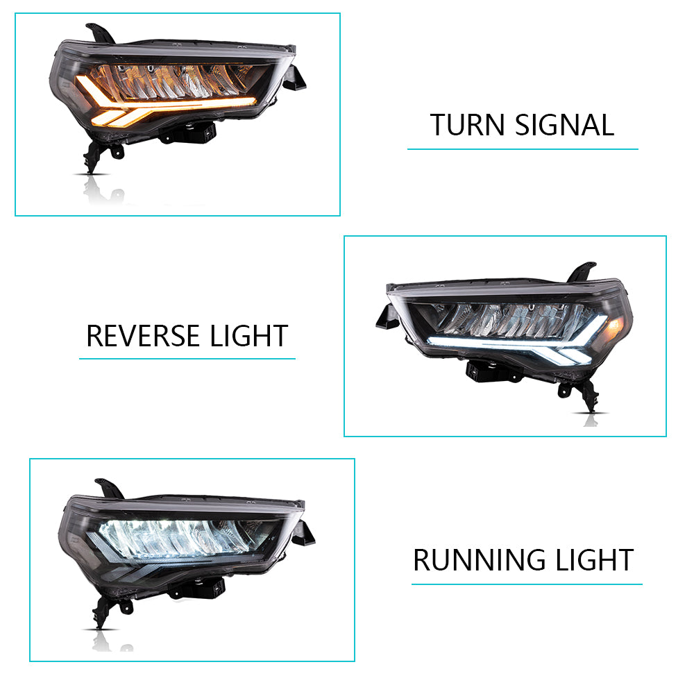 VLAND LED Reflective bowl Headlights For 2014-2020 Toyota 4Runner