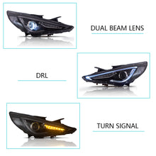 Charger l'image dans la galerie, Vland Carlamp Dual Beam Sequential Headlights For Hyundai Sonata 2011-2014  Q5 (Bulbs Not Included)