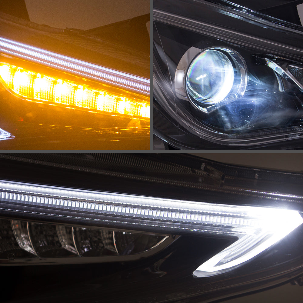 Vland Carlamp  Dual Beam Headlights For Hyundai 2011-2014 Sonata Sequential Demon Eye (Bulbs Not Included)
