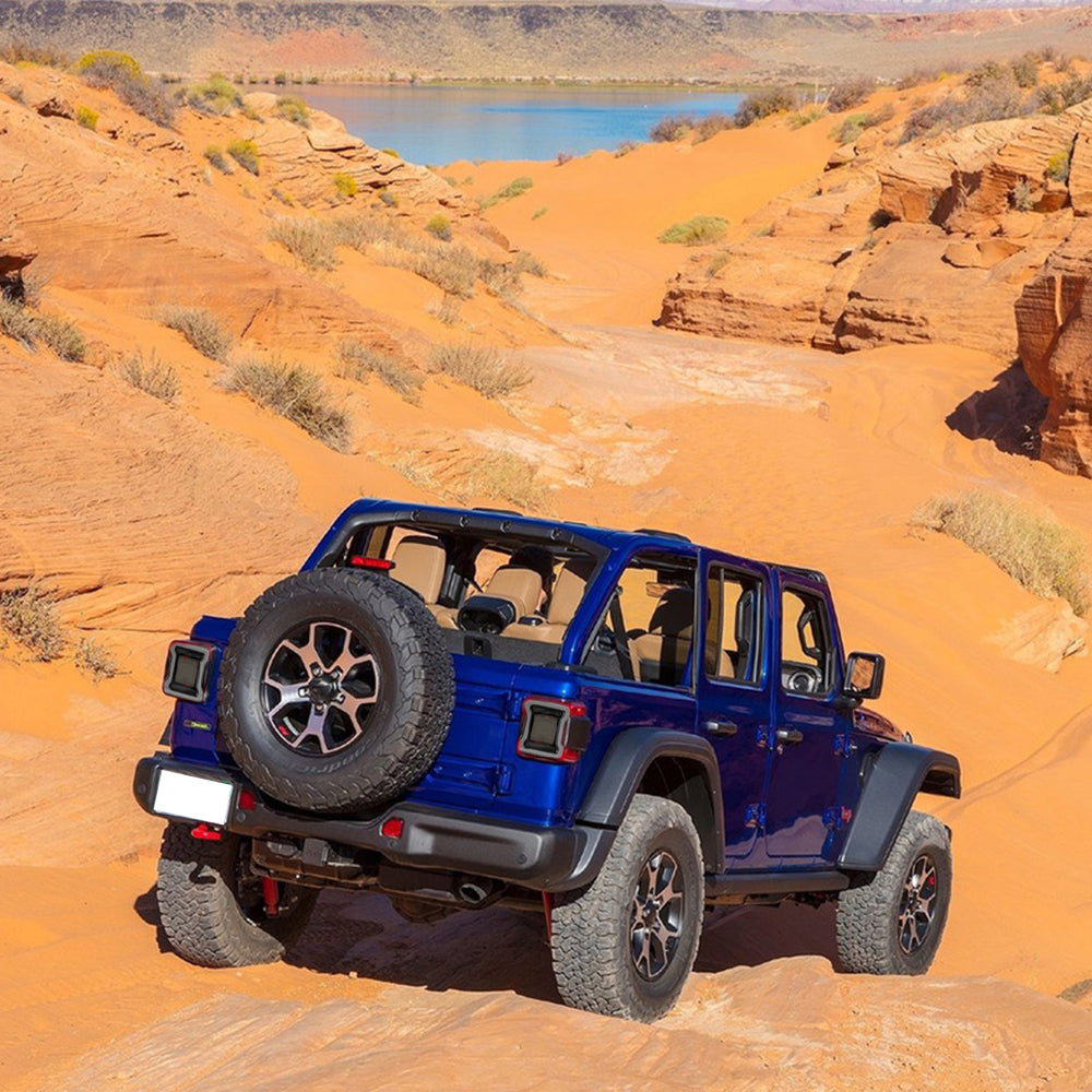 Vland Carlamp Tail Lights for Jeep Wrangler 2018-2021 with Dynamic Animation and Dual Reverse Lights ( Not Fit JK)  Smoked Lens