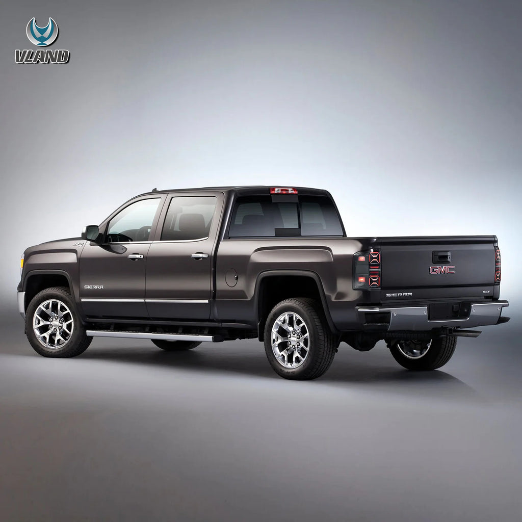 07-13 Chevrolet Silverado 1500 2500HD 3500HD & 07-14 GMC Sierra (Denali) 3500HD Dually Vland LED III Tail Lights With Red Turn Signal Clear