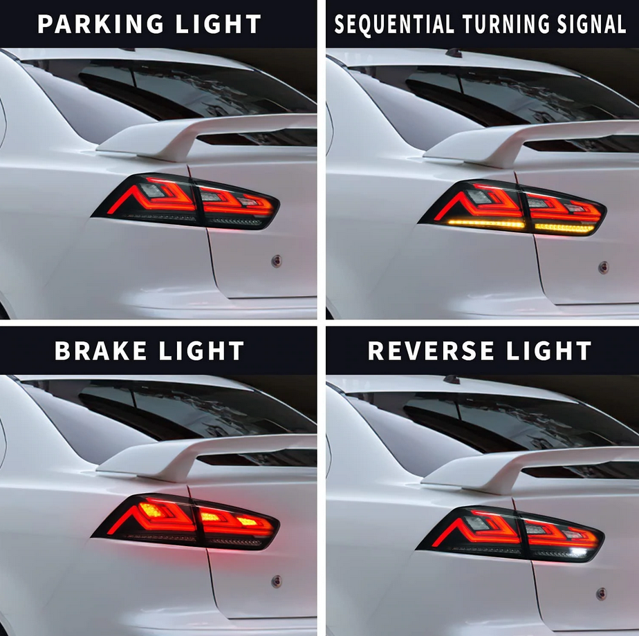 Full LED Tail Lights For Mitsubishi Lancer EVO X 2008-2018 With Sequential Turn Signal