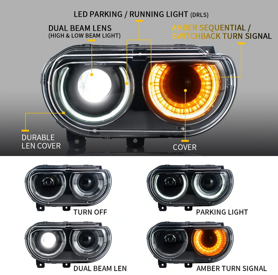 Headlights And Tail Lights For Dodge Challenger 2008-2014