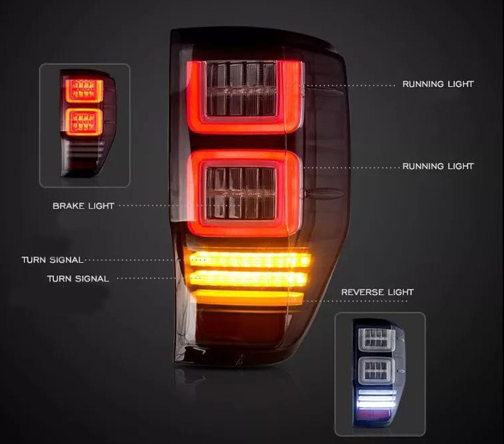 12-22 Ford Ranger(T6/P375) Vland LED Tail Lights With Sequential Turn Signal (Not Fit For US Models)
