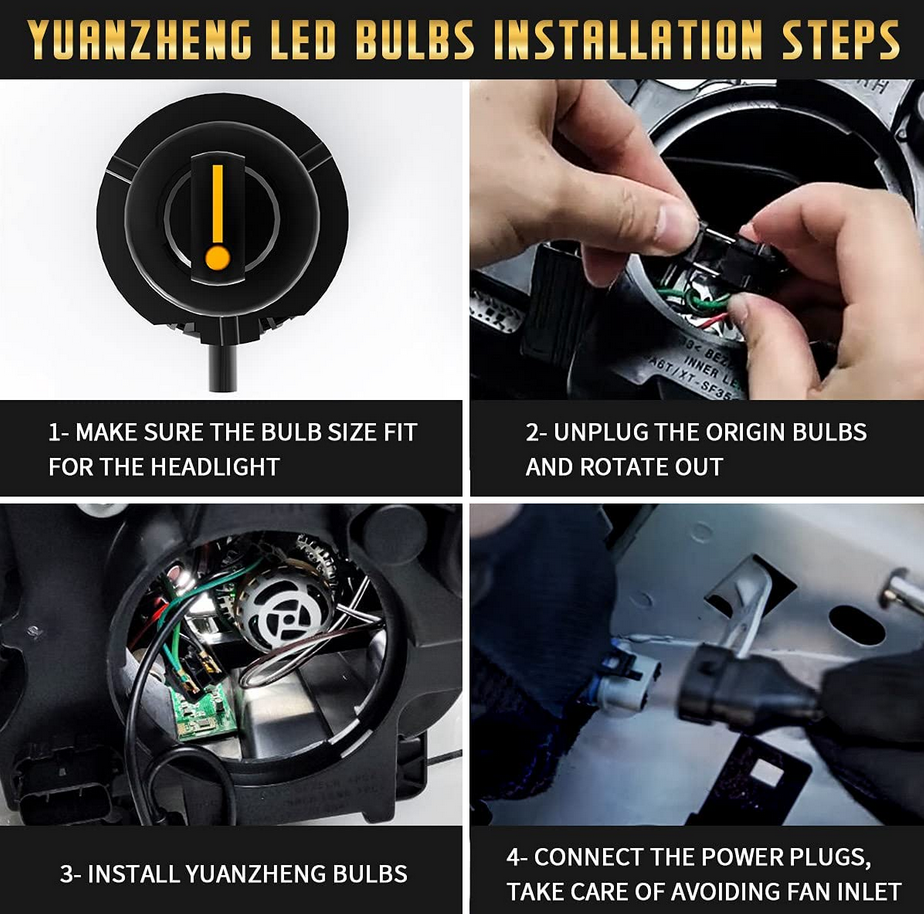 Vland 2PCs D2S/H7/9005 LED Headlight Bulbs 6000K Super Bright