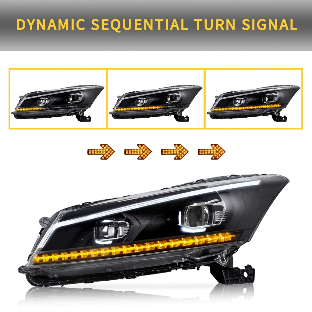 Vland Carlamp Dual Beam Headlights For Honda Accord 2008-2012