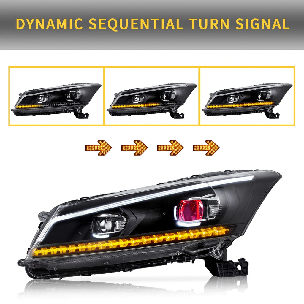 Vland Carlamp Dual Beam Headlights For Honda Accord 2008-2012