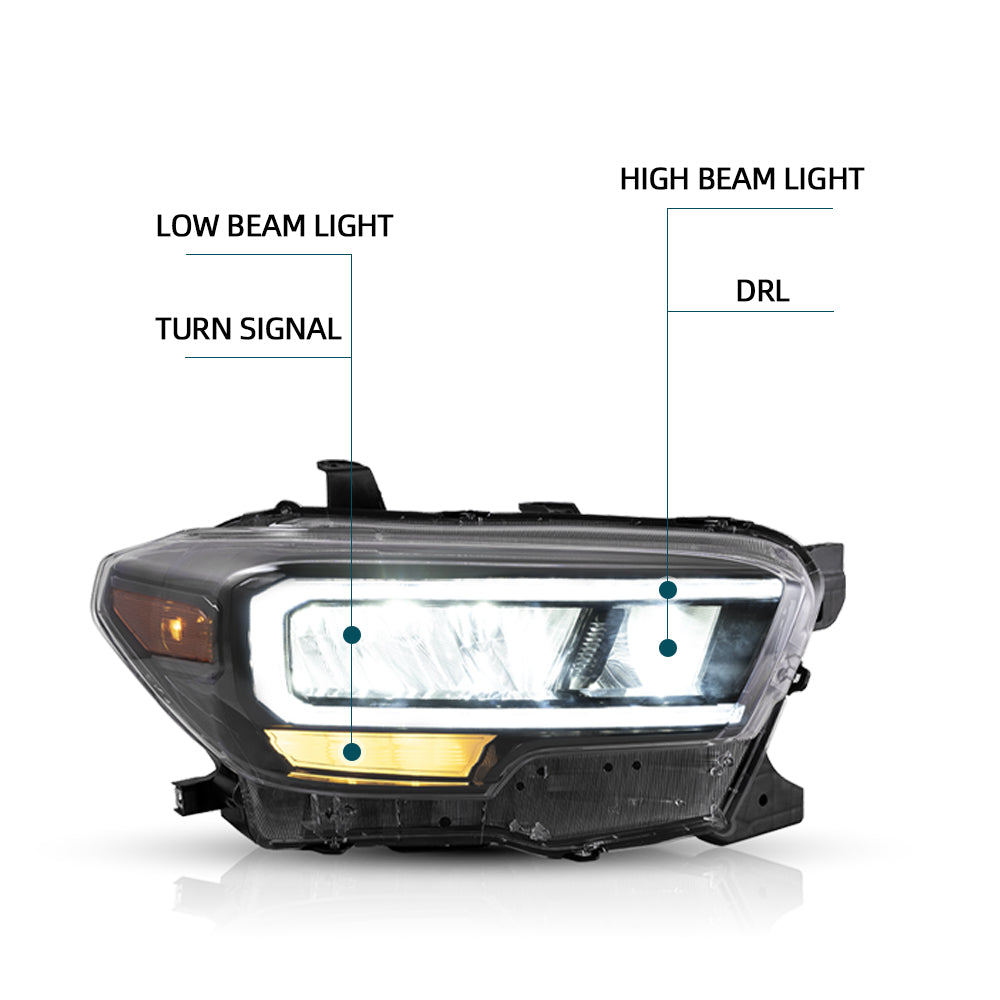 Projektor matrycowy Vland Carlamp i pełne reflektory LED do Toyoty Tacoma 2016-UP